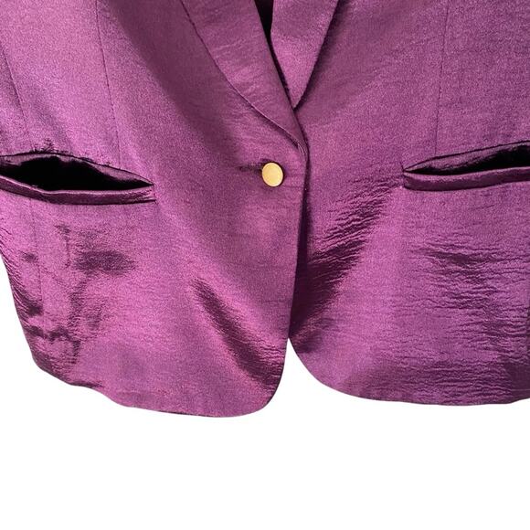 House of CB Deep Purple NWTs Shiny Satin Blazer Jacket size medium - Picture 2 of 7